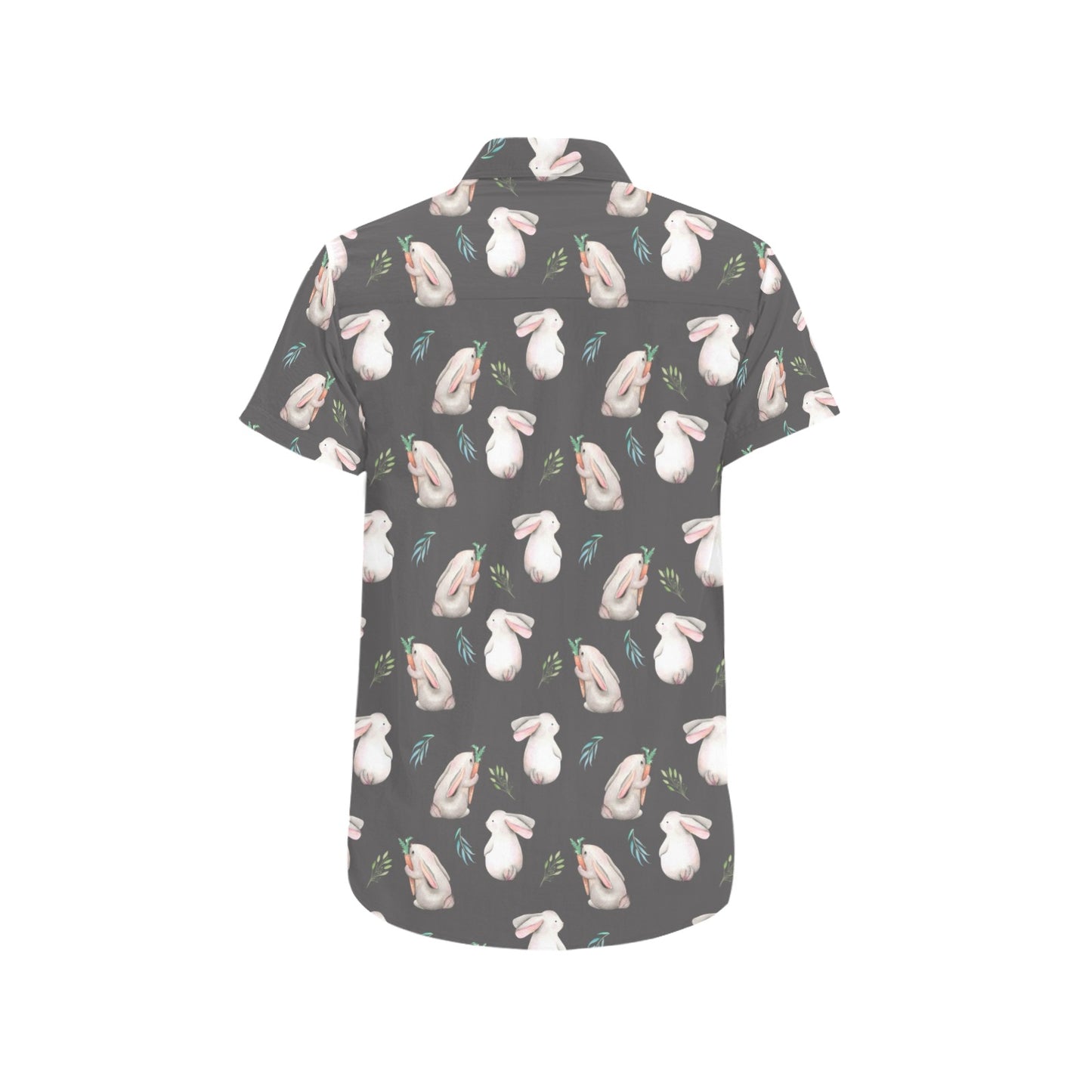 Rabbit Print Design LKS402 Men Short Sleeve Button Up Shirt