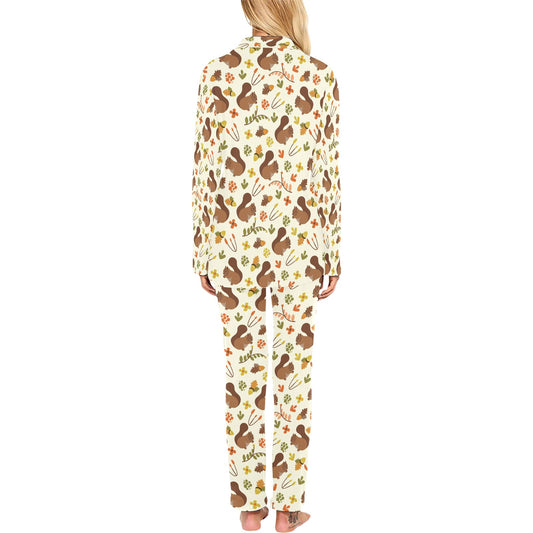 Squirrel Print Design LKS3010 Women's Long Pajama Set