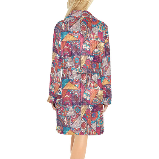 Patchwork Print Design LKS401 Women's Fleece Robe