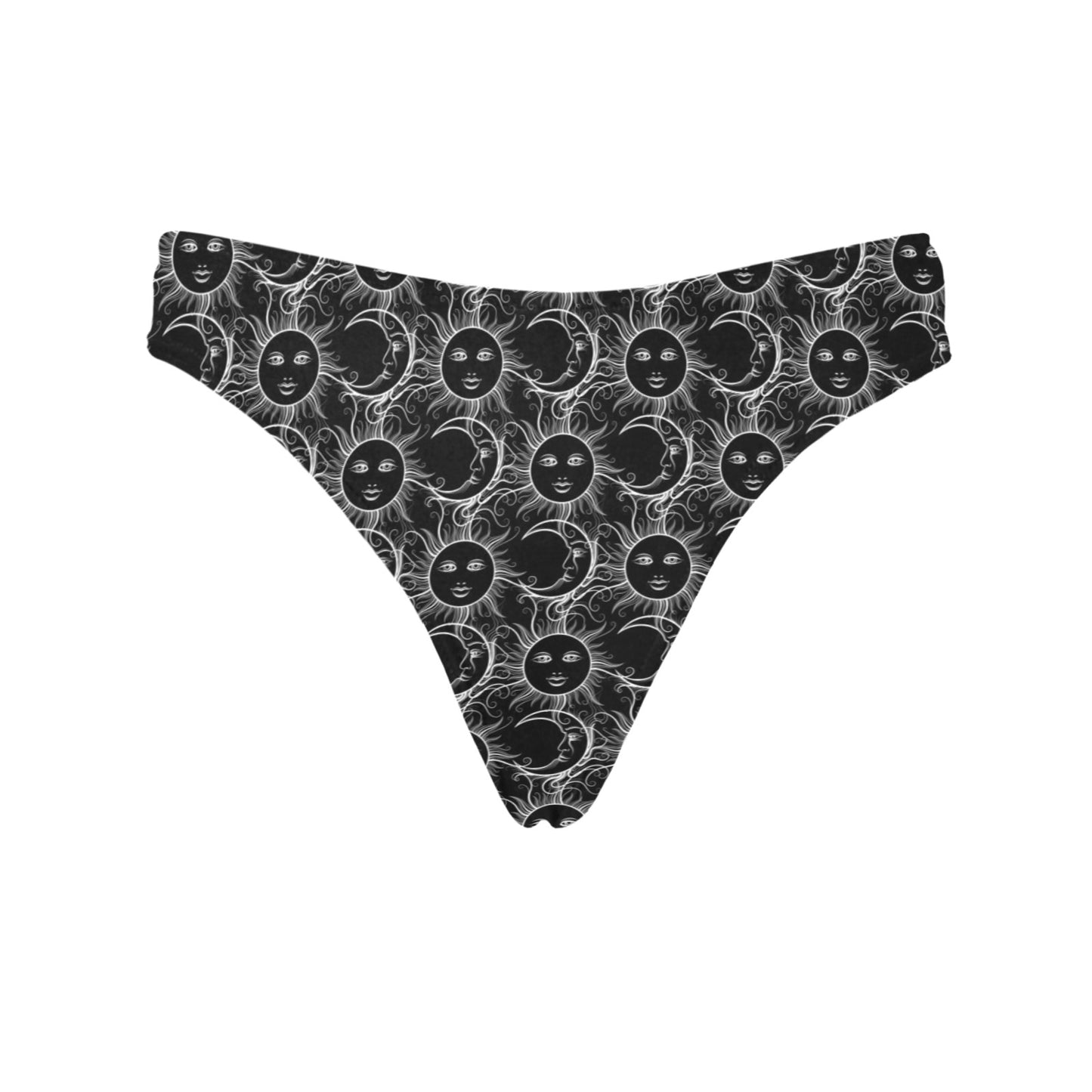 Sun Moon White Design Themed Print Women's Thongs