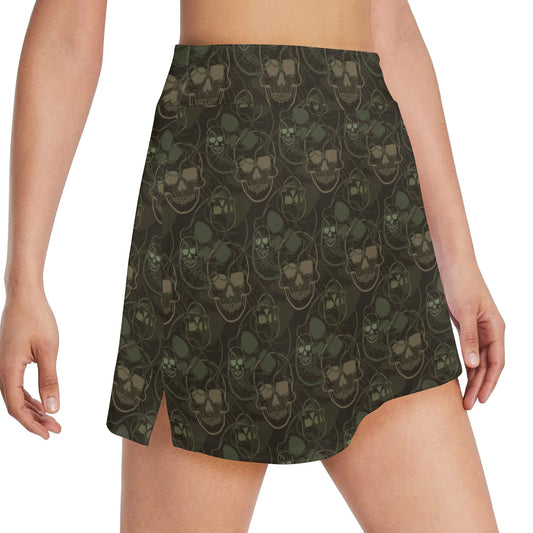 Skull Camo Style Print Design LKS308 17" Golf & Pickleball Skort with Pockets