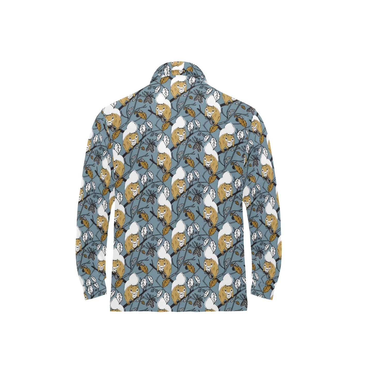 Squirrel Print Design LKS305 Long Sleeve Polo Shirt For Men's