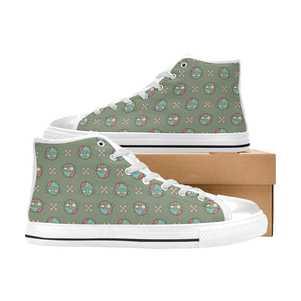 Zombie Print Design LKS301 Men's High Top Canvas Shoes
