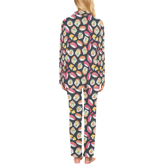Sushi Print Design LKS306 Women's Long Pajama Set