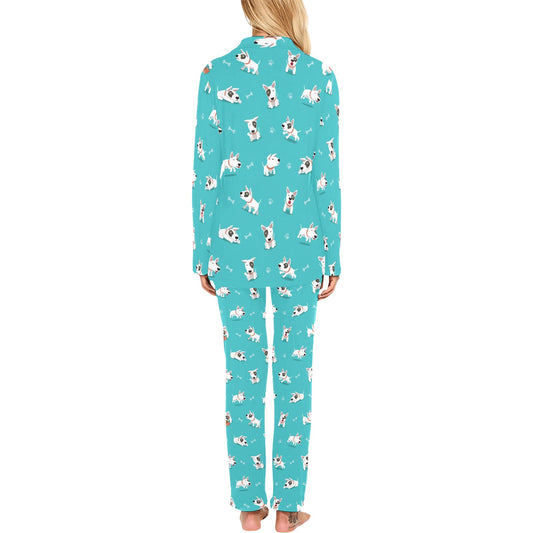 Bull Terriers Pattern Print Design 07 Women's Long Pajama Set