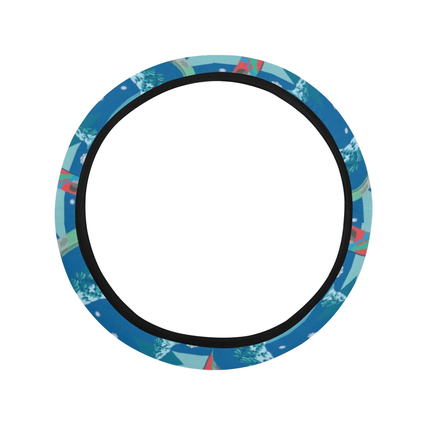 Snowboard Print Design LKS301 Steering Wheel Cover with Elastic Edge