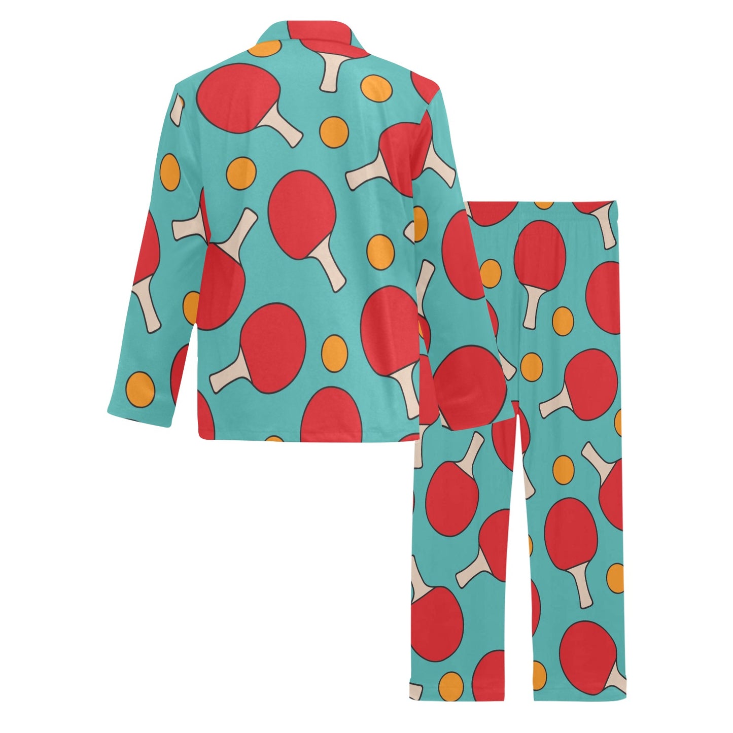 Ping Pong Pattern Print Design A01 Men's Long Pajama Set