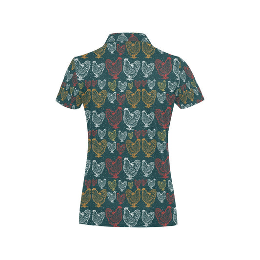 Rooster Hand Draw Design Women's Polo Shirt