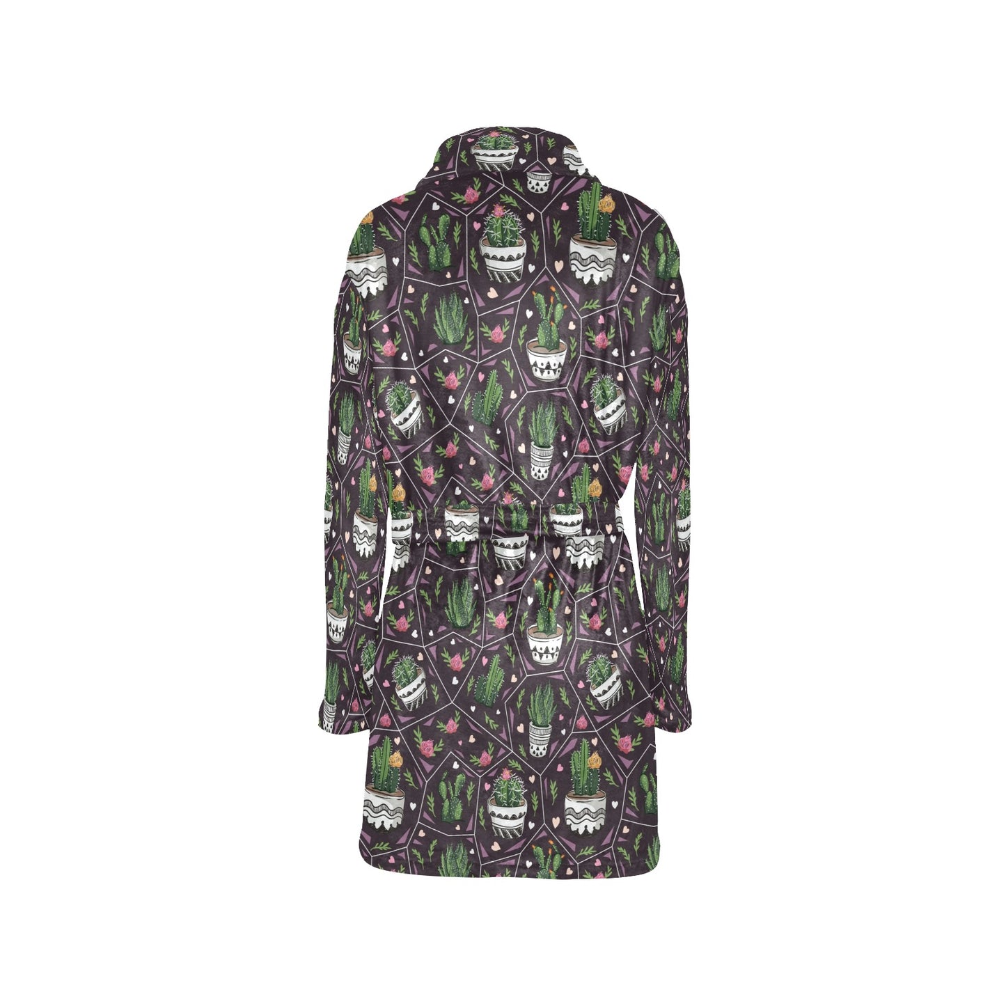 Cactus Pattern Print Design 03 Women's Fleece Robe