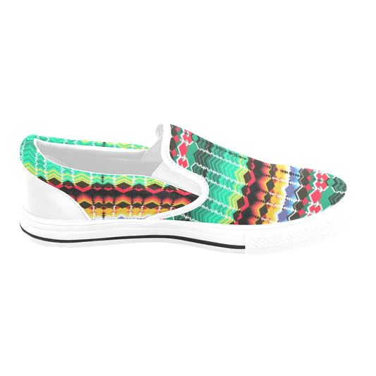 Serape Print Design LKS307 White Slip Ons Canvas Women's Shoes