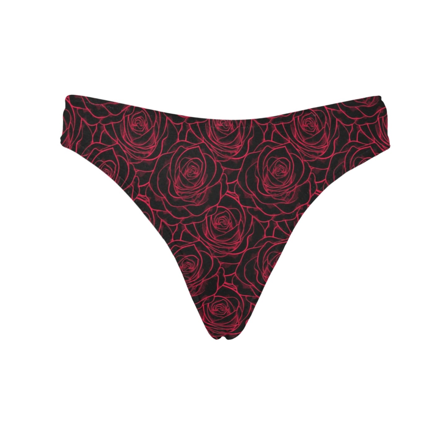 Red Rose Design Print Women's Thongs
