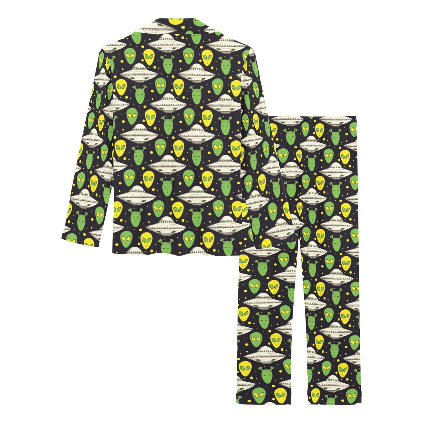 Alien UFO Pattern Women's Long Pajama Set