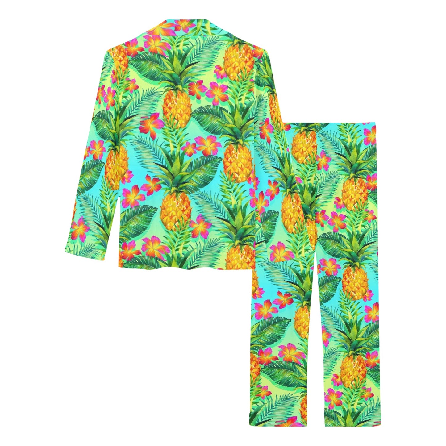 Pineapple Pattern Print Design PP010 Women's Long Pajama Set