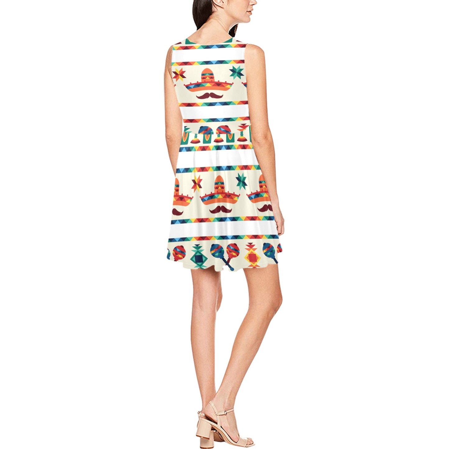 Maracas Mexican Pattern Print Design 01 Sleeveless Dress