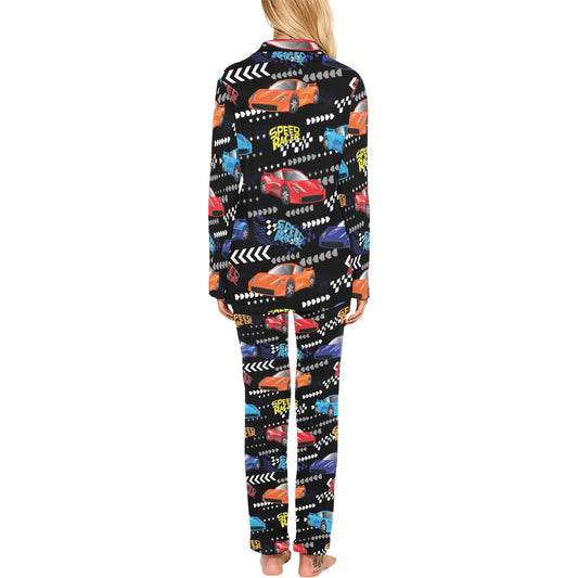 Racing Pattern Print Design A05 Women's Long Pajama Set