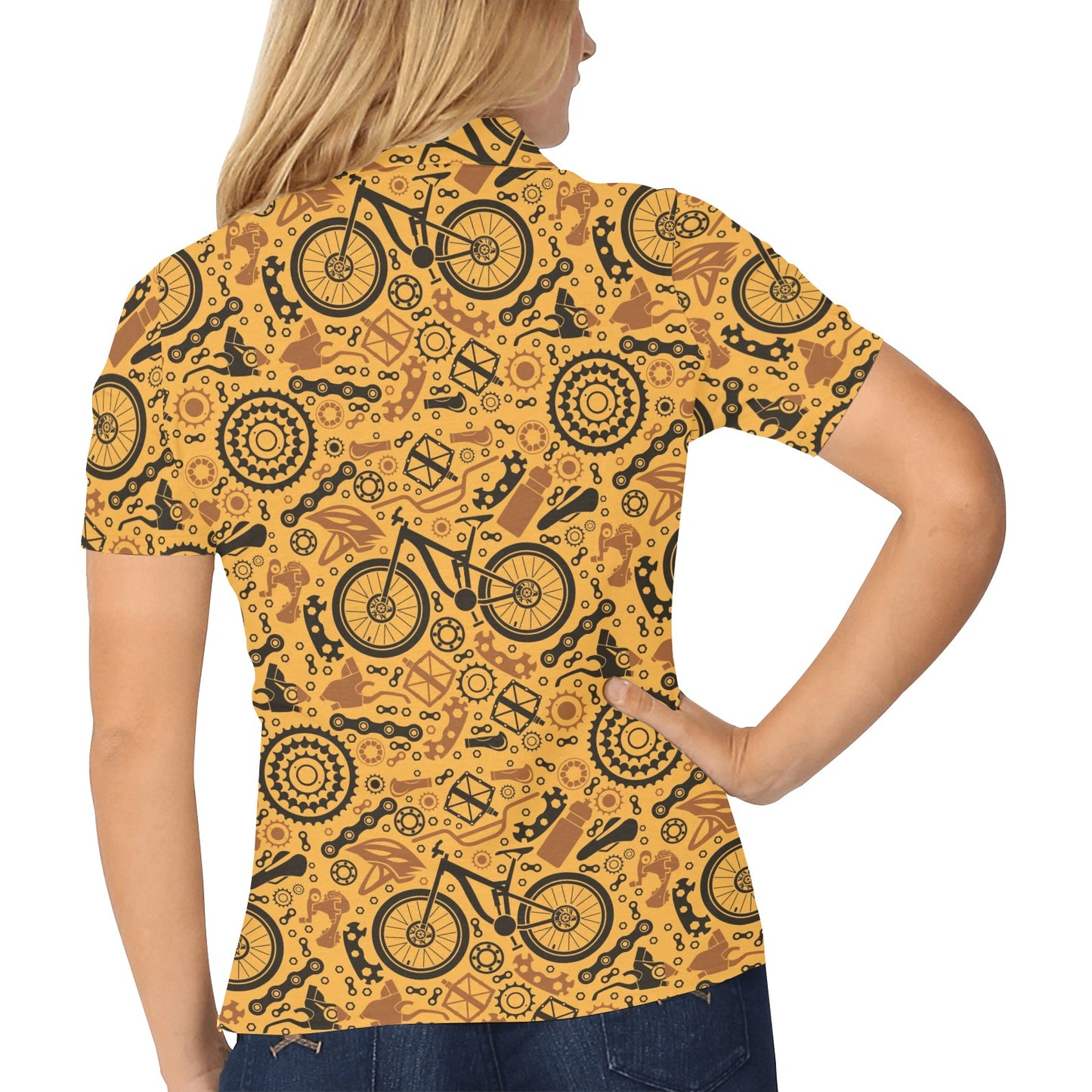 Mountain bike Pattern Print Design 03 Women's Polo Shirt