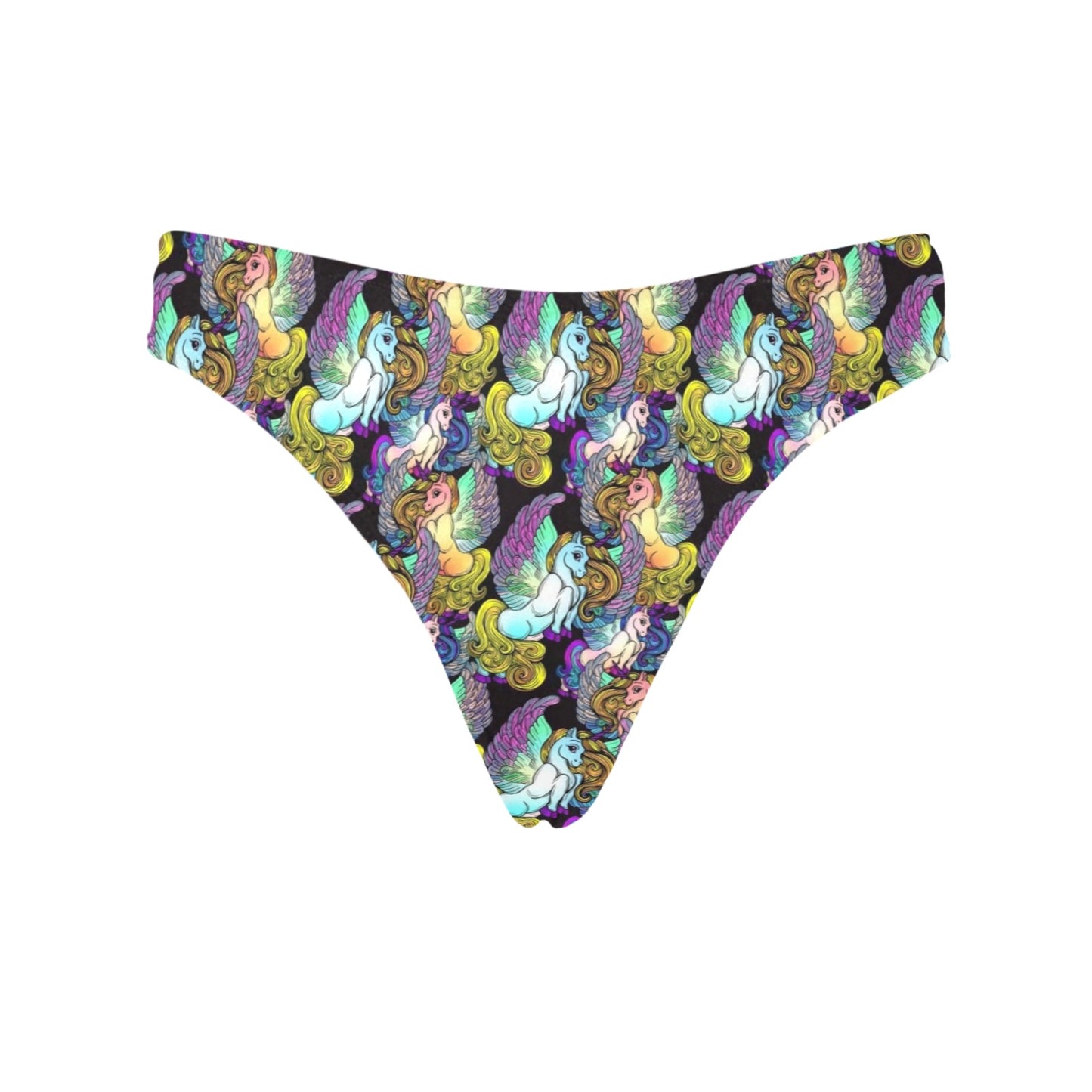 Unicorn With Wings Print Pattern Women's Thongs