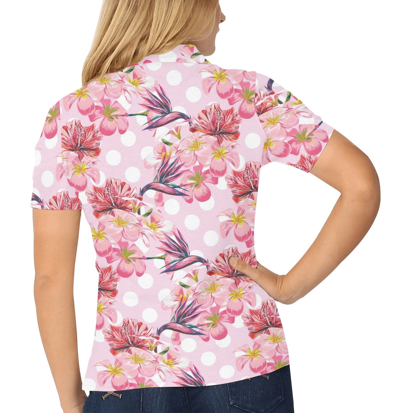 Bird Of Paradise Pattern Print Design BOP011 Women's Polo Shirt
