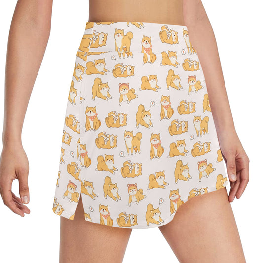 Shiba Inu Print Design LKS308 17" Golf & Pickleball Skort with Pockets