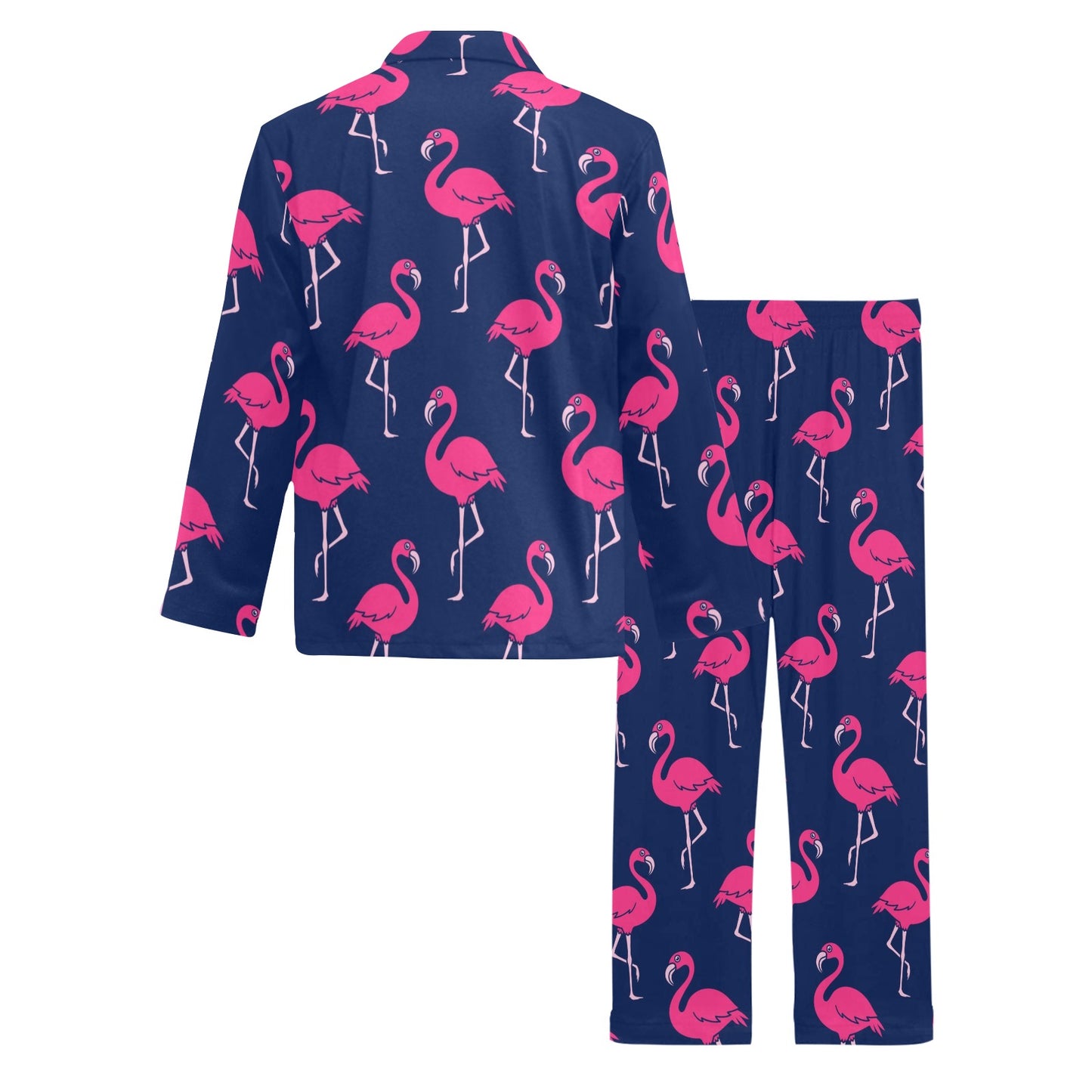 Pink Flamingo Pattern Men's Long Pajama Set