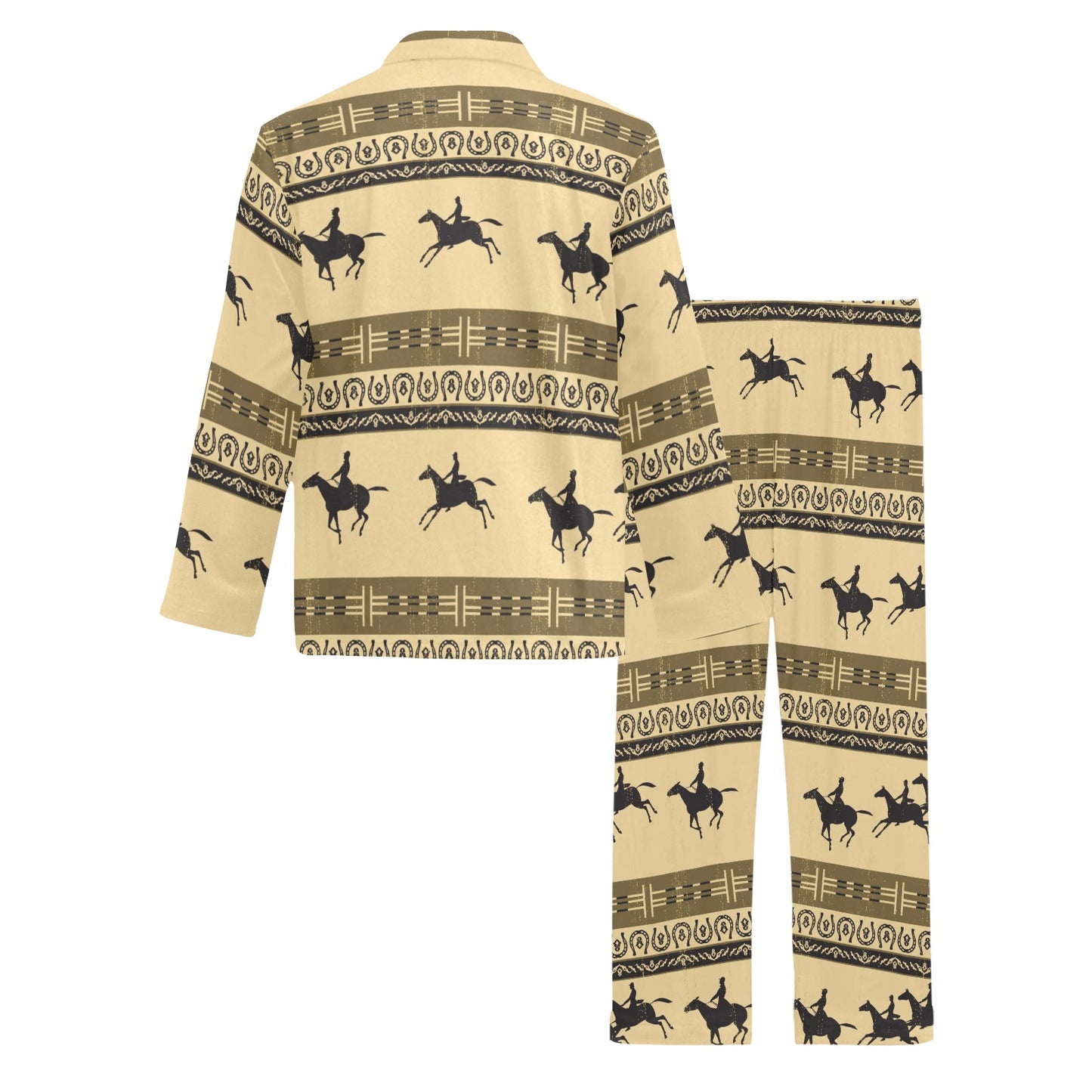 Horse Pattern Prnt Men's Long Pajama Set