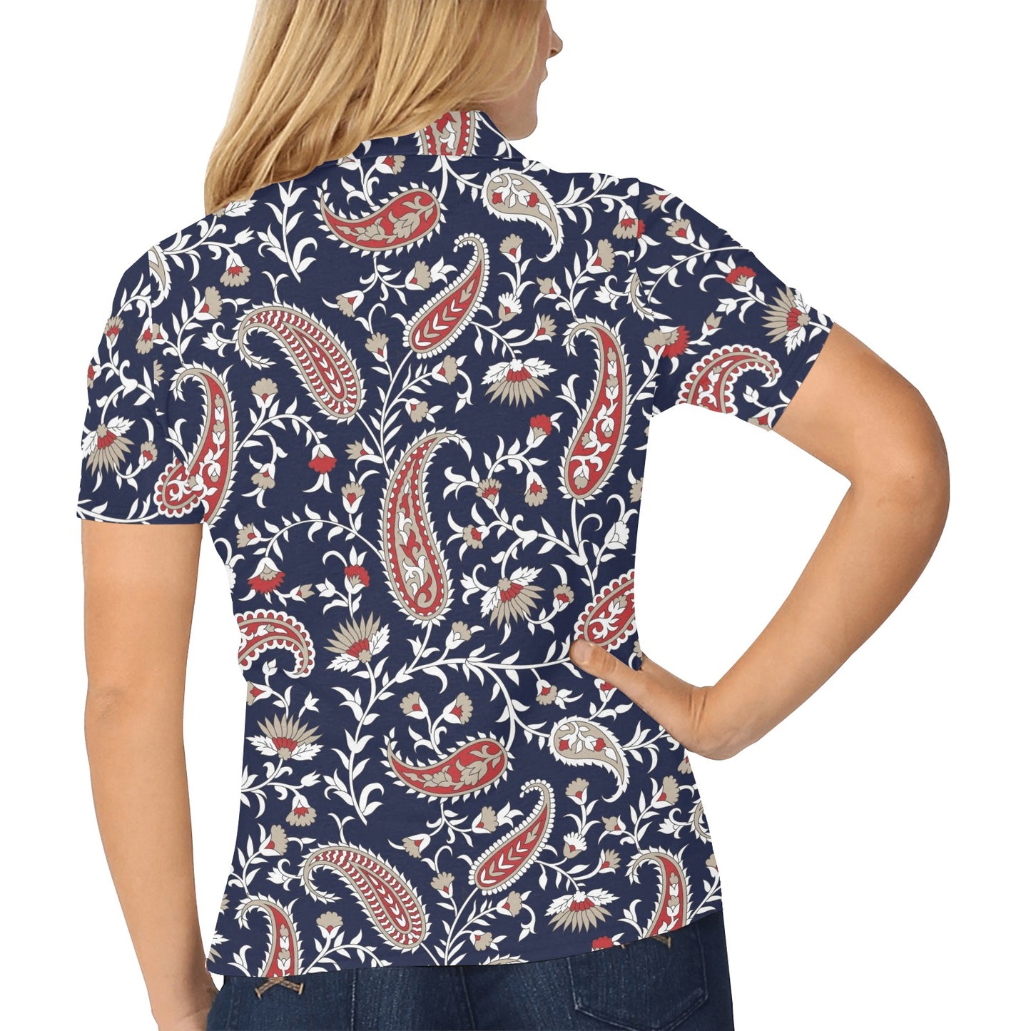 Paisley Pattern Print Design A05 Women's Polo Shirt