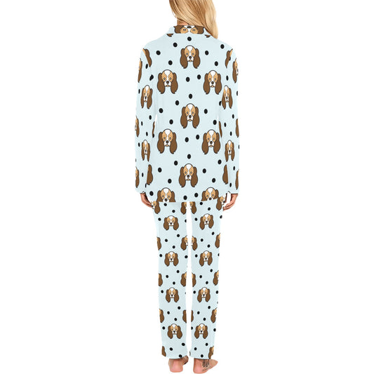 Cavalier King Charles Spaniels Pattern Print Design 02 Women's Long Pajama Set