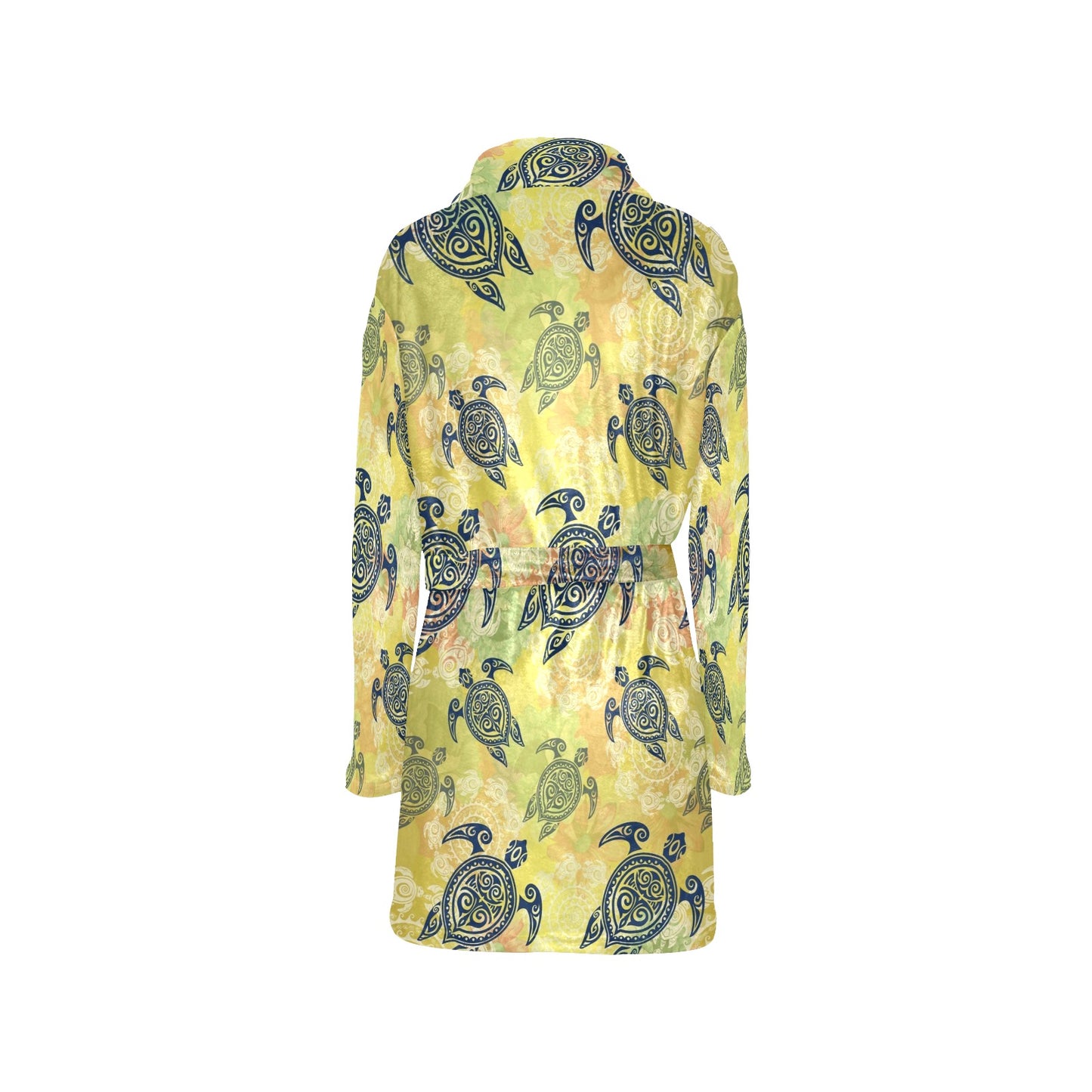 Hawaiian Turtle Tribal Design Print Women's Fleece Robe