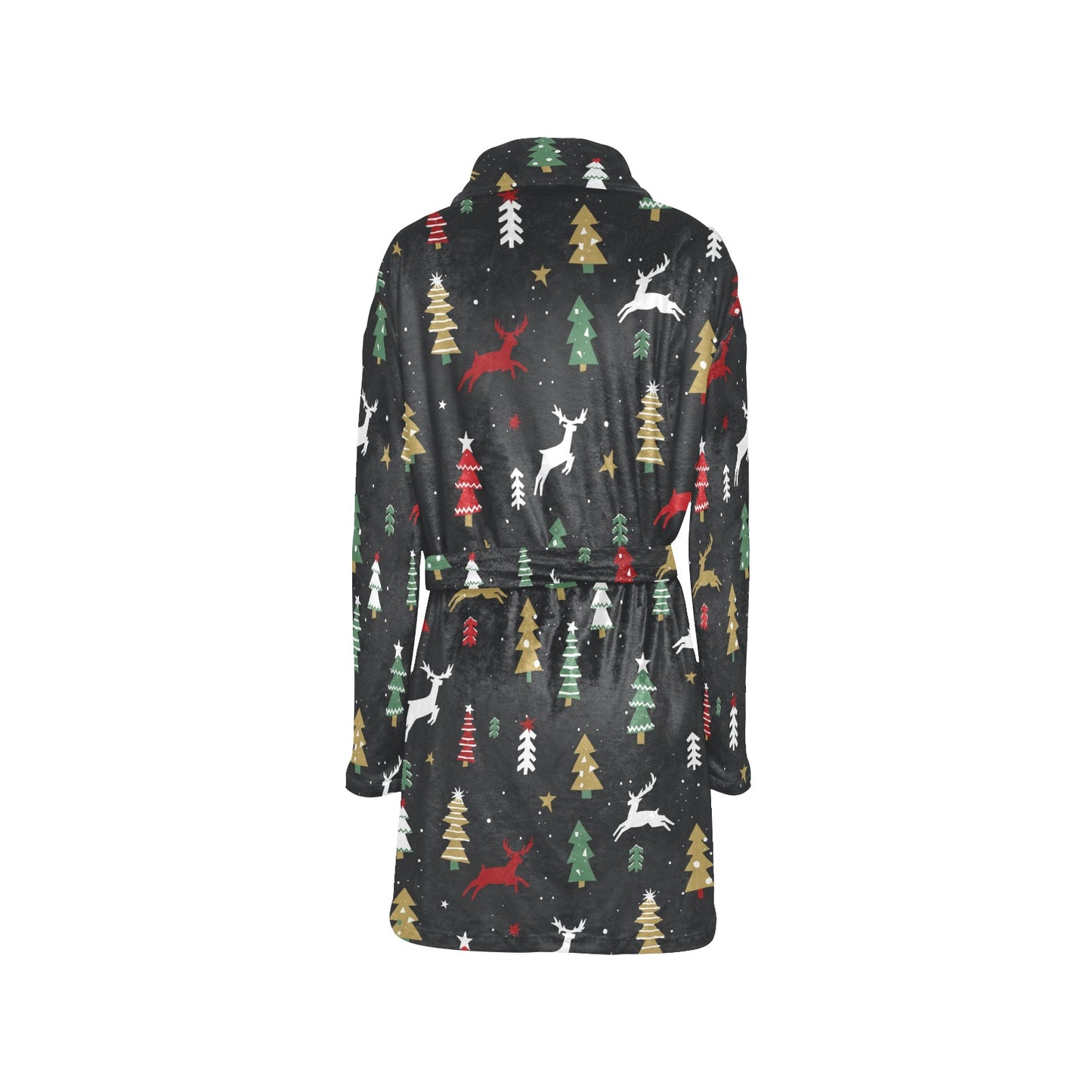 Christmas Tree Deer Style Pattern Print Design 03 Women's Fleece Robe