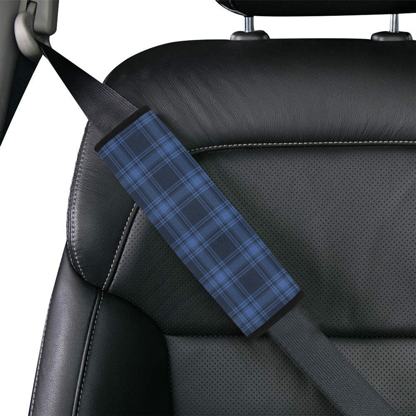 Tartan Blue Print Design LKS304 Car Seat Belt Cover