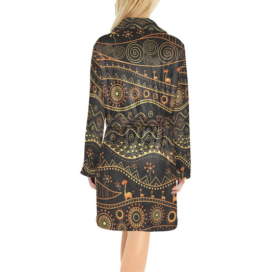 Gold African Design Women's Fleece Robe