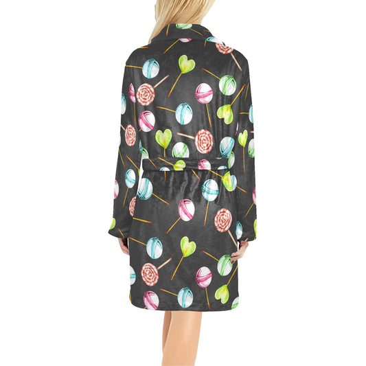 Lollipop Pattern Print Design LL02 Women's Fleece Robe