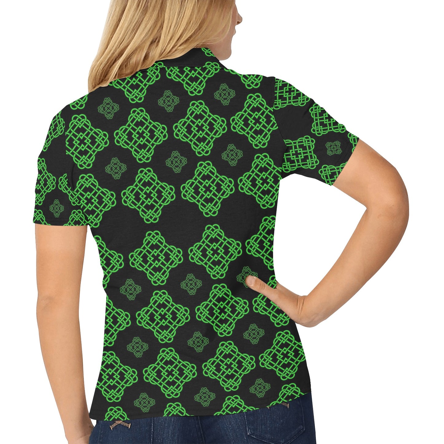 Celtic Knot Green Neon Design Women's Polo Shirt