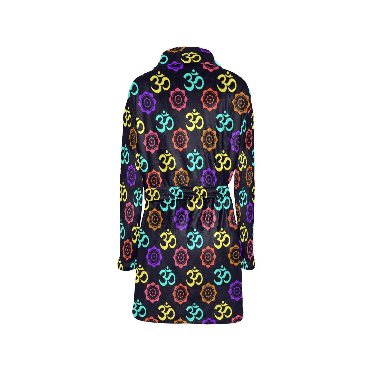 Chakra OM Print Pattern Women's Fleece Robe