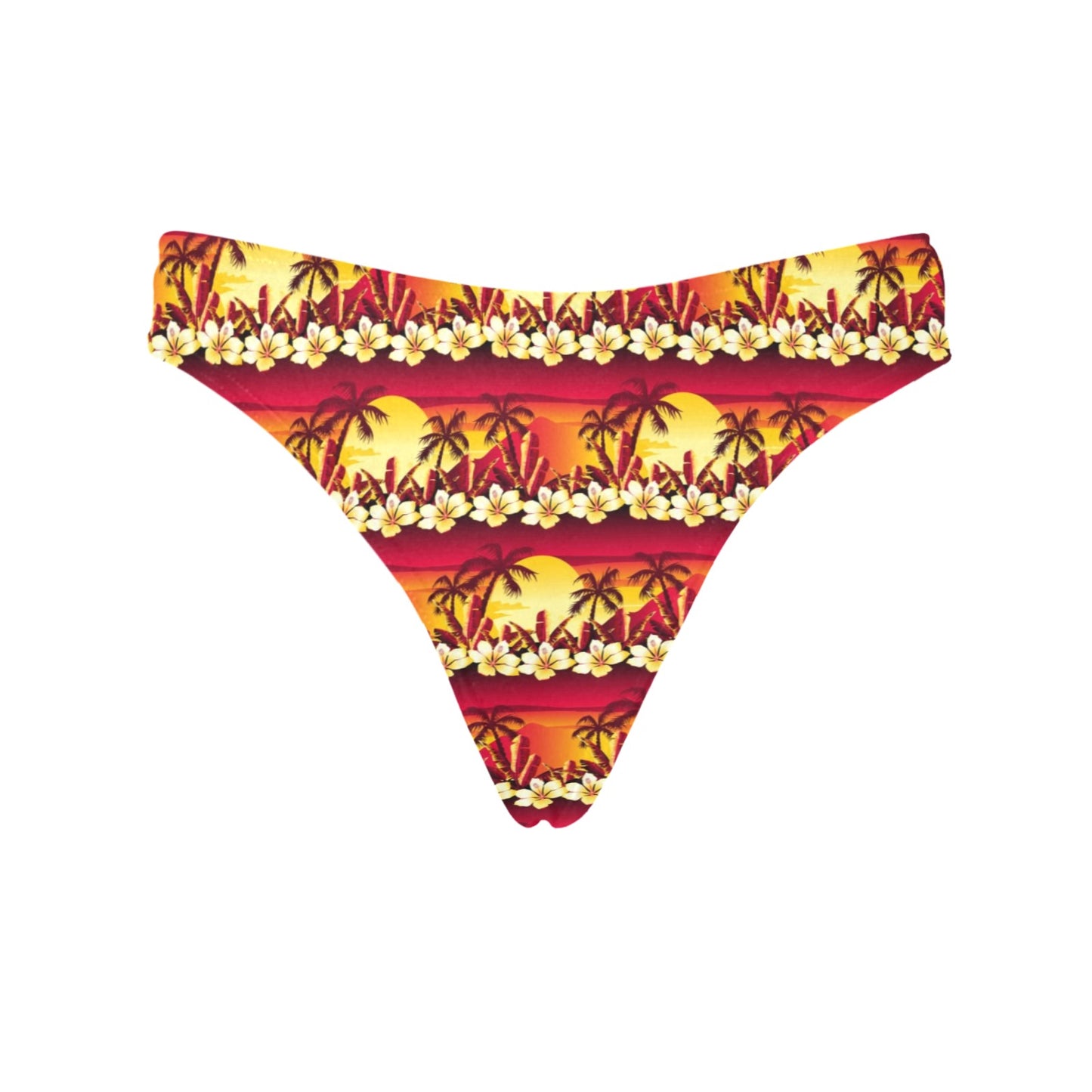 Hawaiian Tropical Sunset Hibiscus Print Women's Thongs