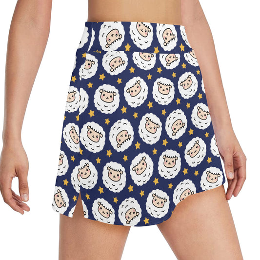 Sheep Print Design LKS402 17" Golf & Pickleball Skort with Pockets
