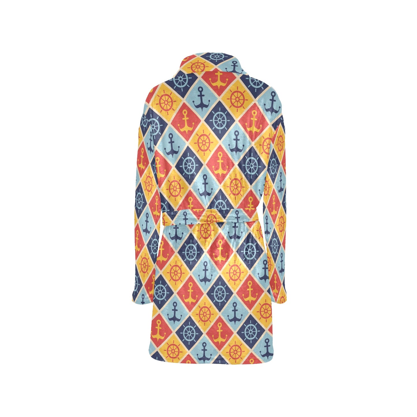 Nautical Pattern Design Themed Print Women's Fleece Robe
