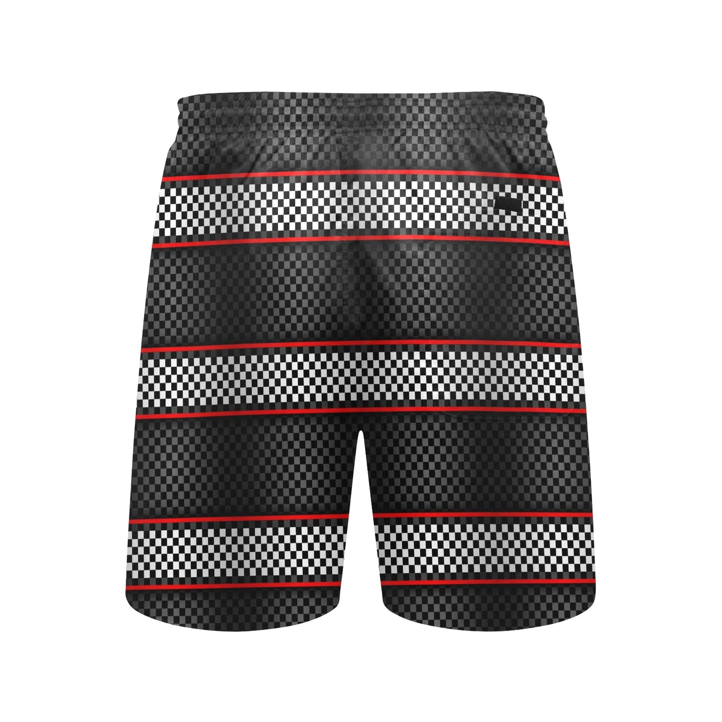 Checkered Flag Red Line Style Men's Swim Trunks Beach Shorts