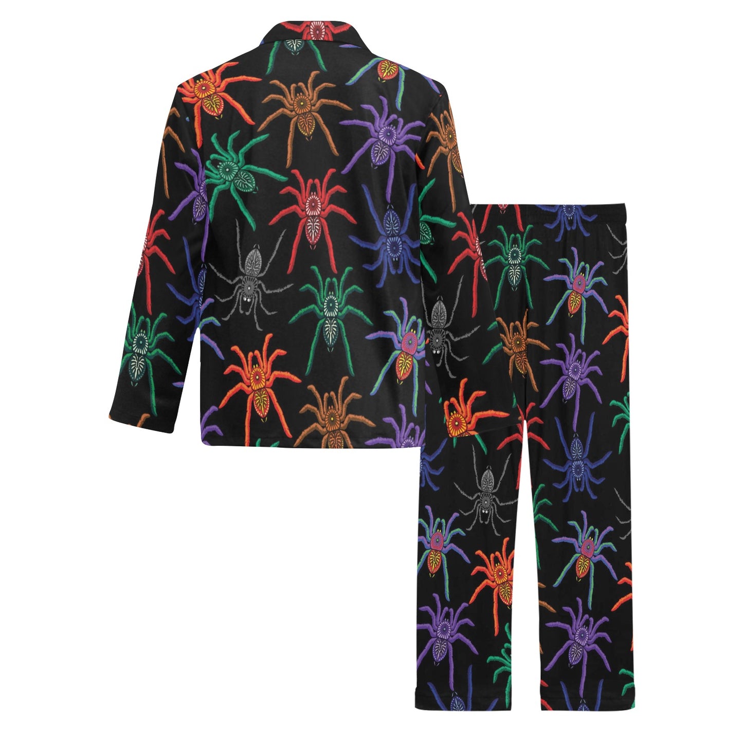 Tarantula Neon Color Pattern Print Design 03 Men's Long Pajama Set