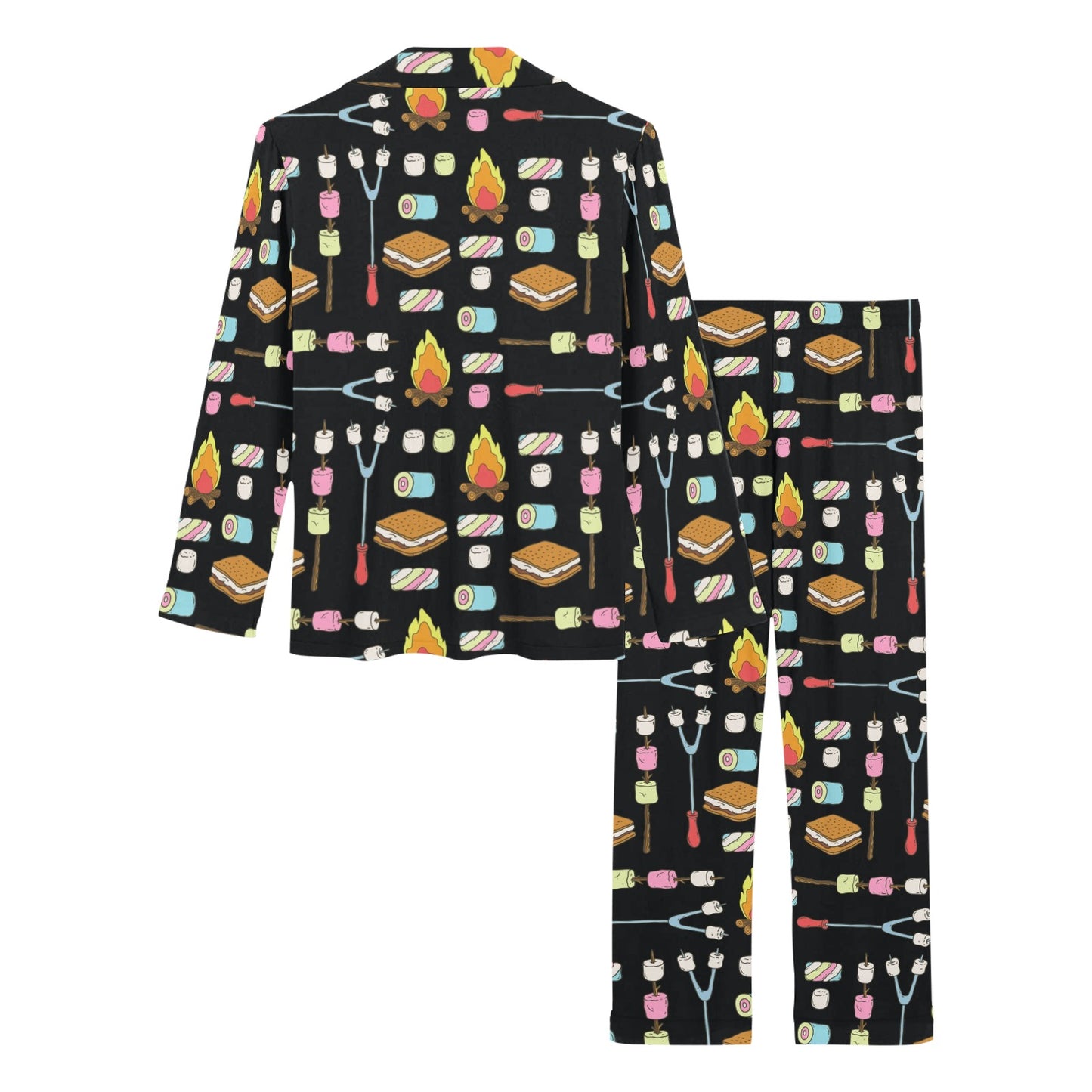 Camping Campfire Marshmallows Women's Long Pajama Set