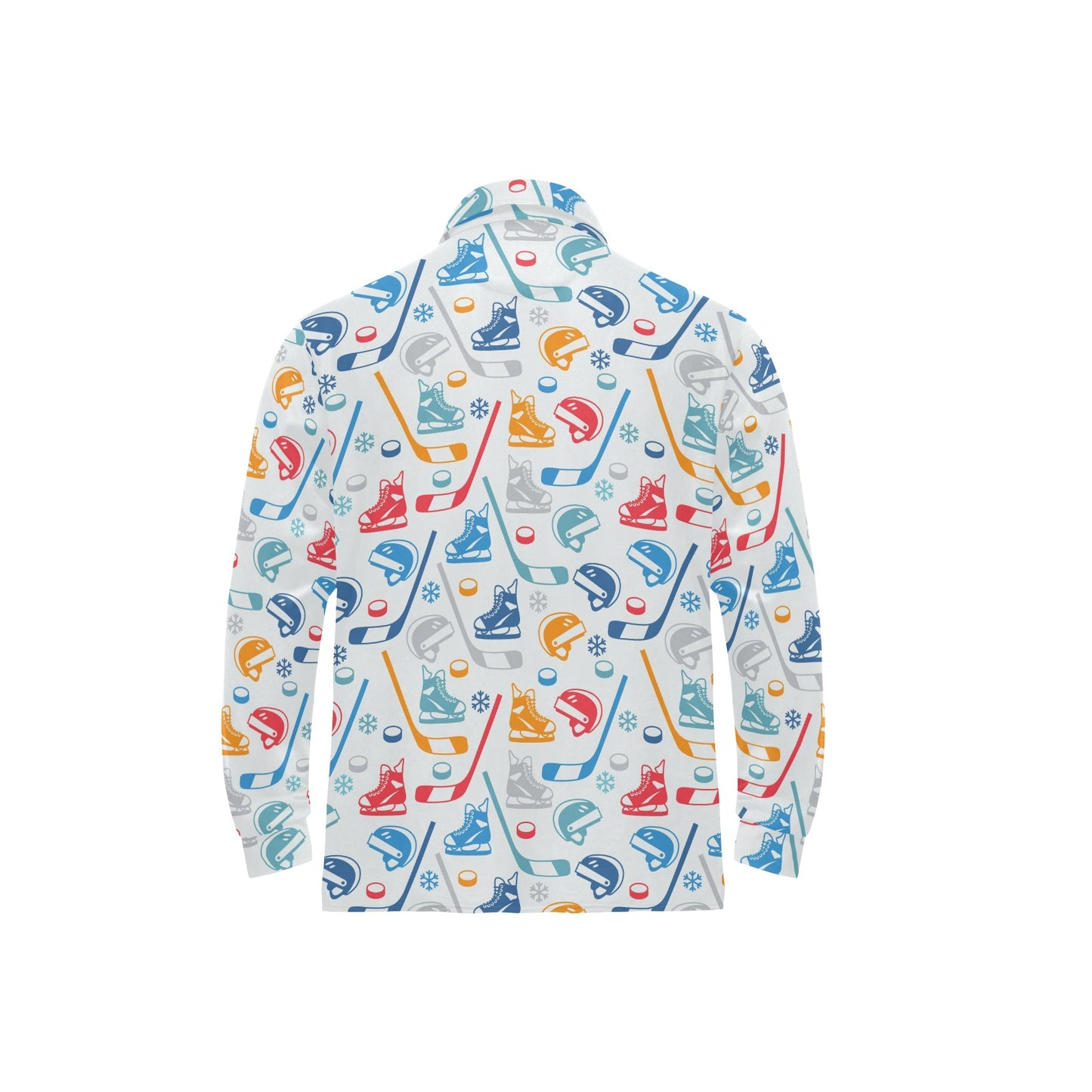 Hockey Equipment Print Design LKS301 Long Sleeve Polo Shirt For Men's