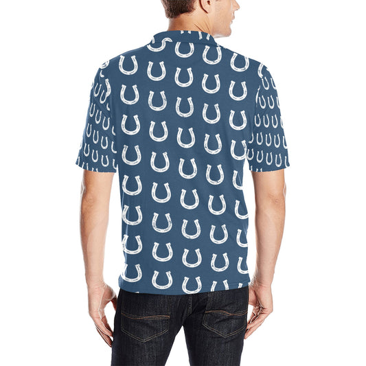 Horseshoe Print Design LKS301 Men Polo Shirt