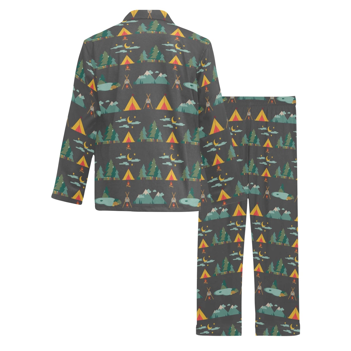 Camping Tent Pattern Print Design 03 Men's Long Pajama Set
