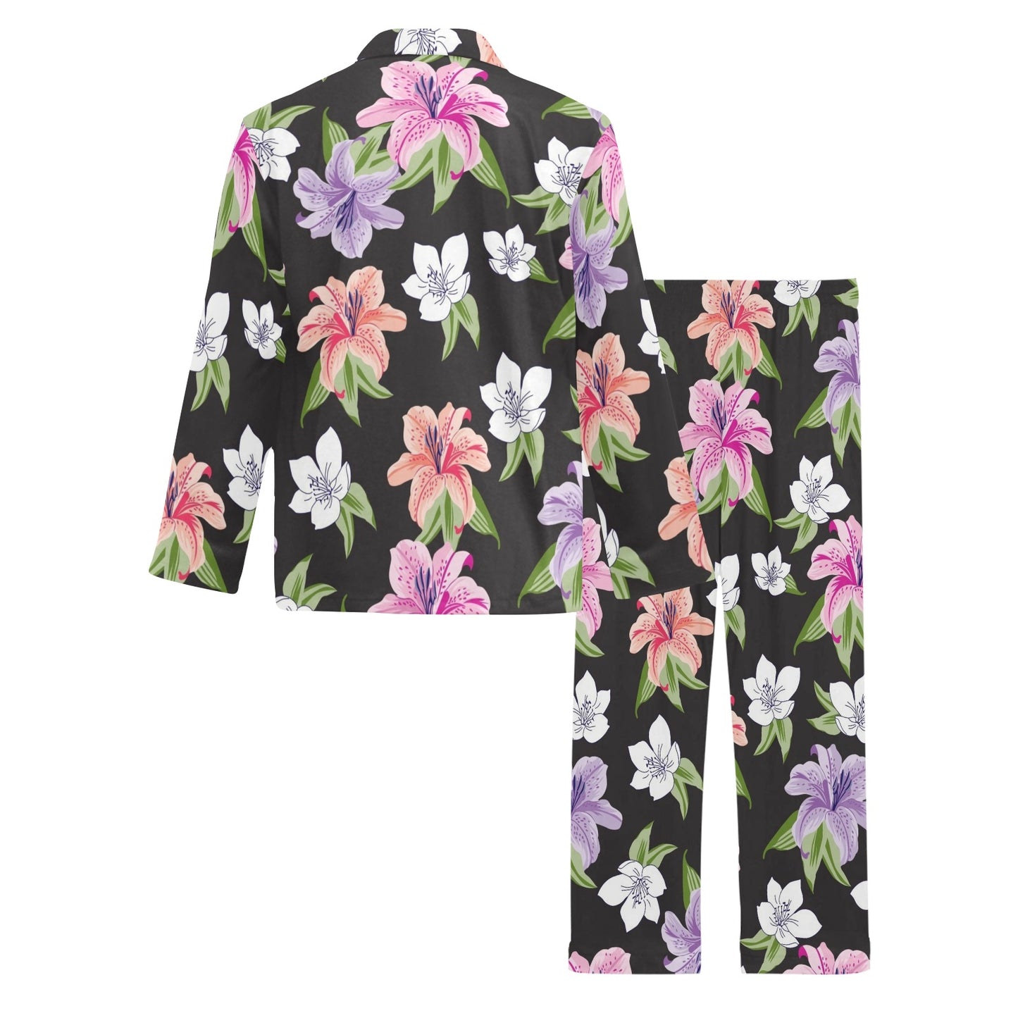 Lily Pattern Print Design LY02 Men's Long Pajama Set