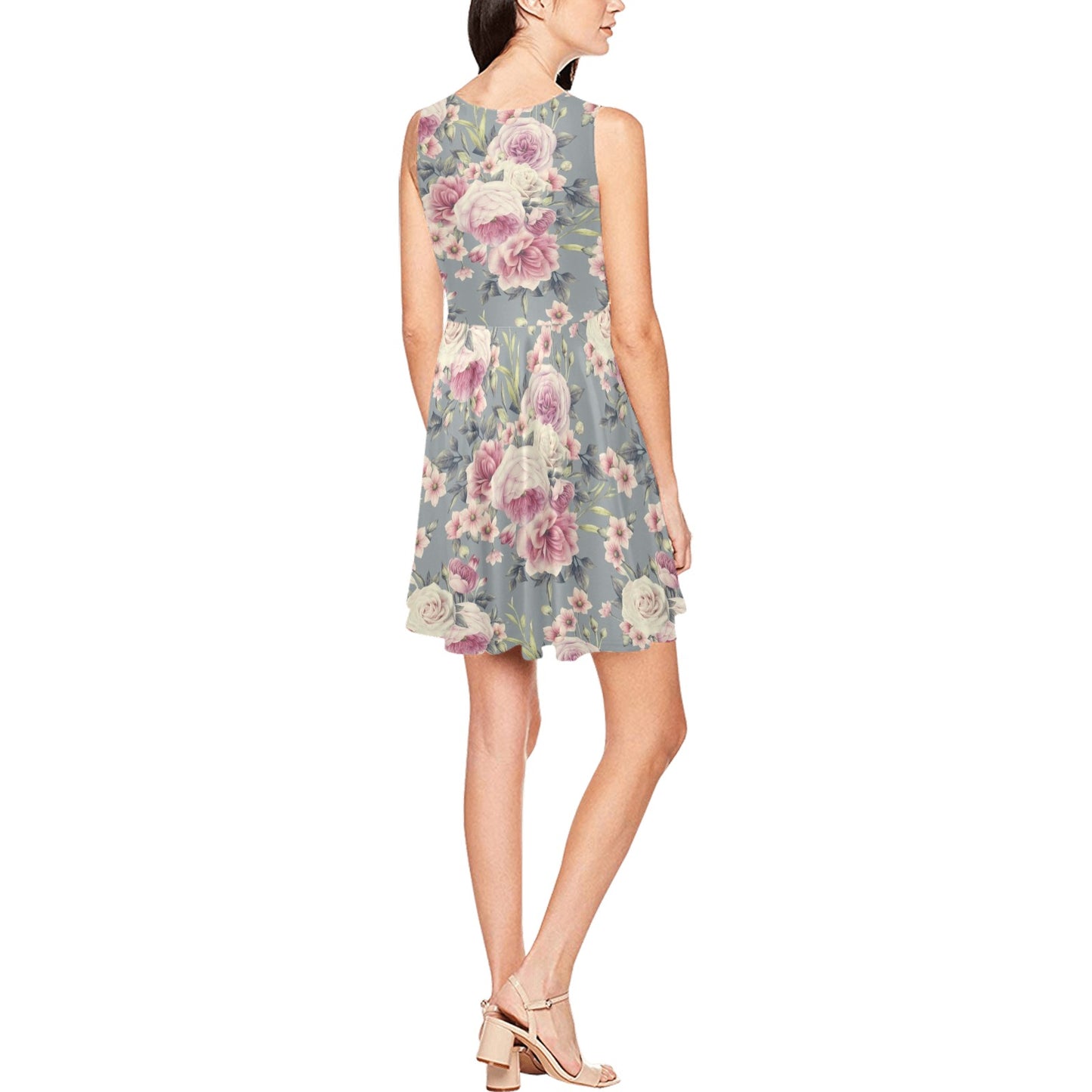 Peony Pattern Print Design PE05 Sleeveless Dress