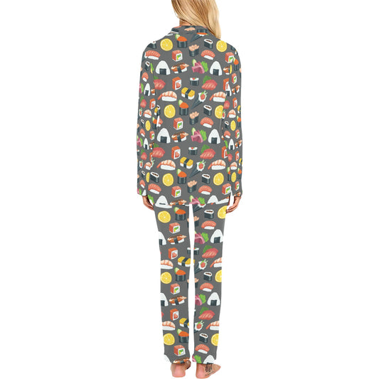 Sushi Print Design LKS302 Women's Long Pajama Set