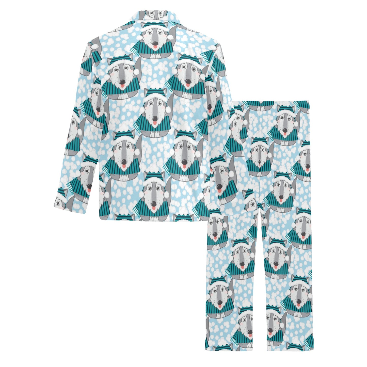 Alaskan Malamute Pattern Print Design 01 Men's Long Pajama Set