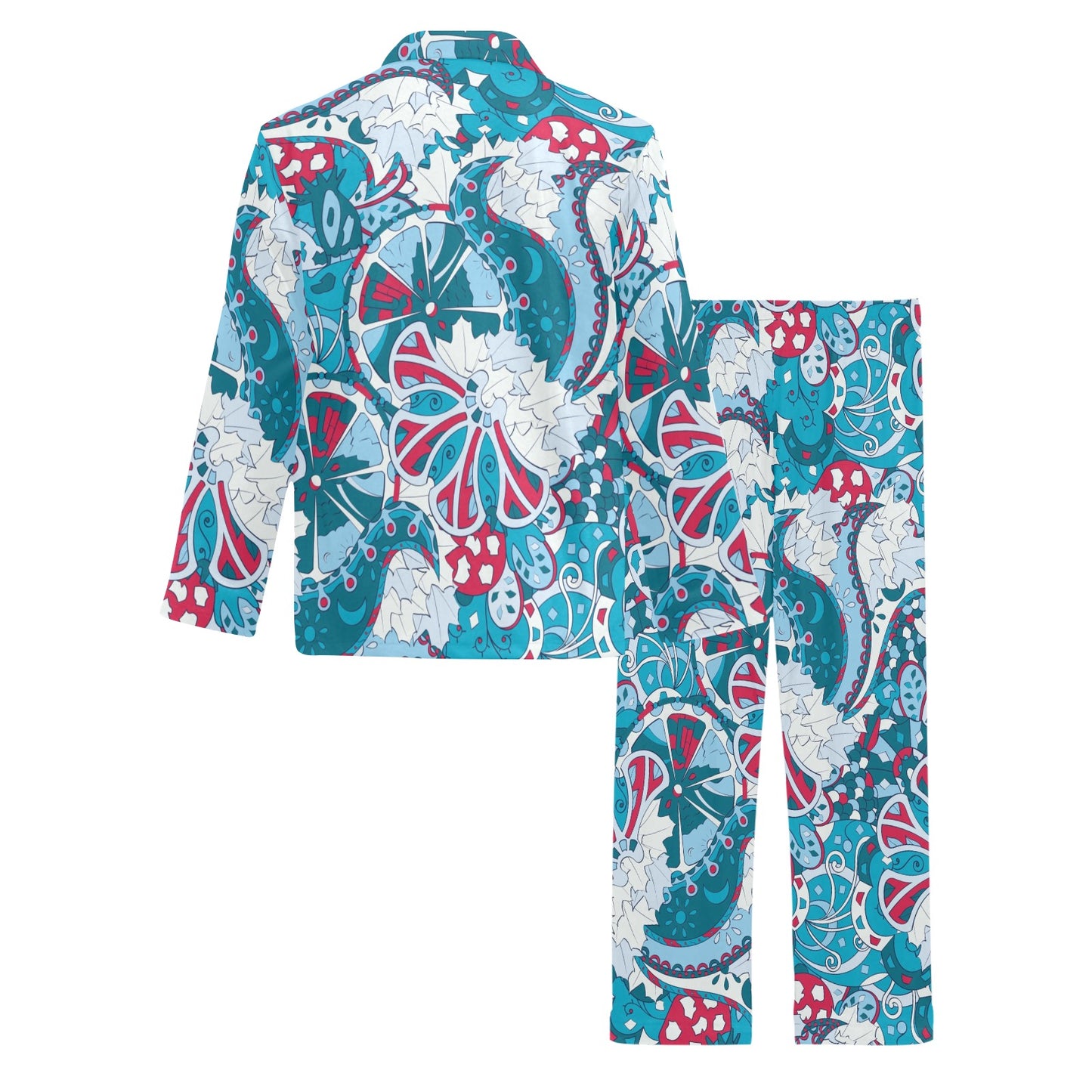 Funky Retro Pattern Print Design A05 Men's Long Pajama Set