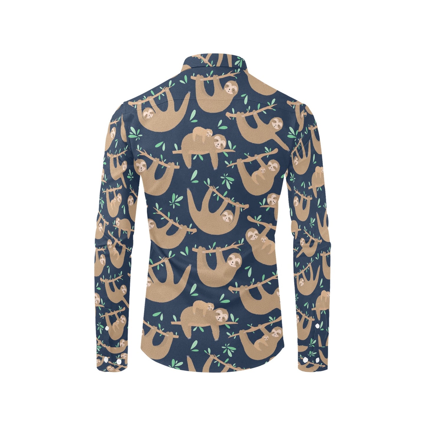 Sloth Print Design LKS307 Men's Long Sleeve Dress Shirt
