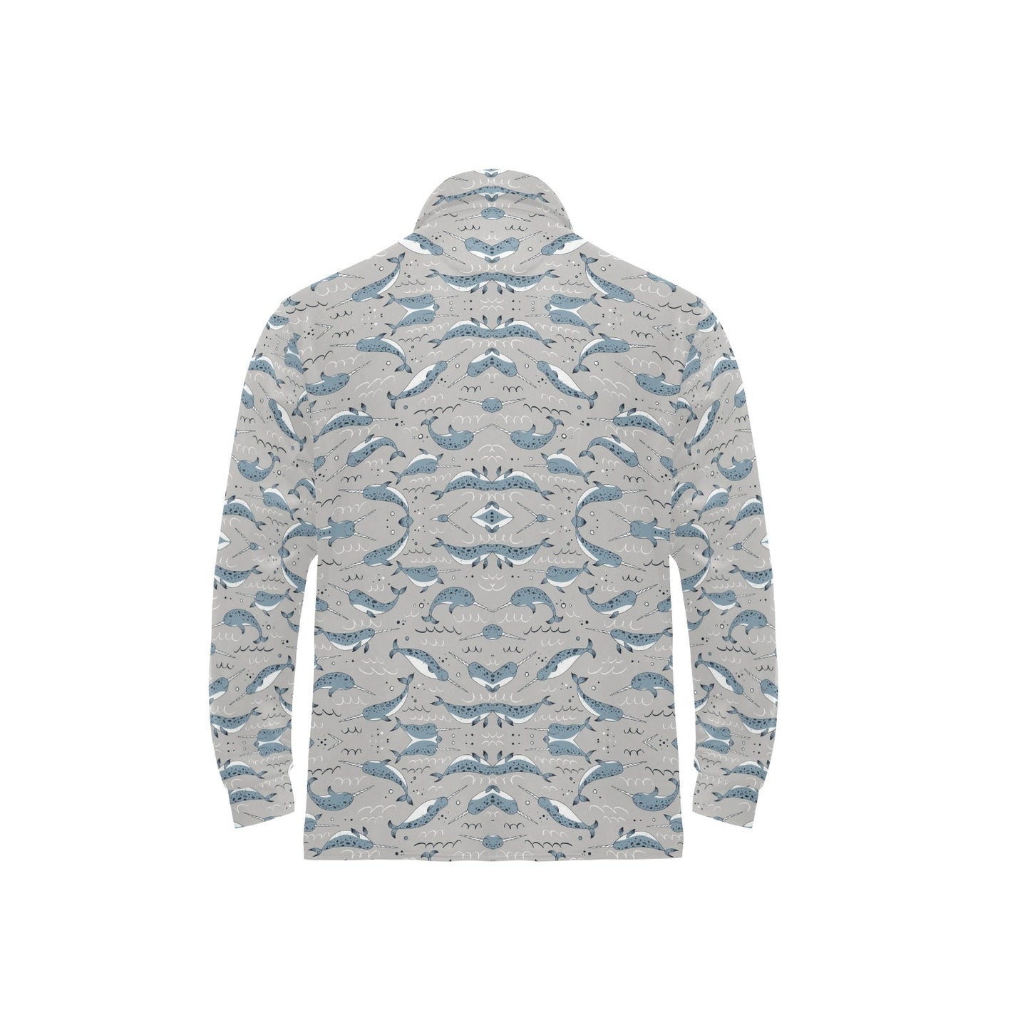 Narwhal Pattern Print Long Sleeve Polo Shirt For Men's